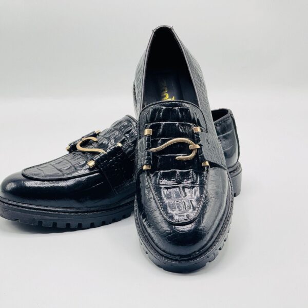 Back handmade leather loafers