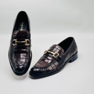 stylish brown hand made leather loafers