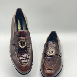 Brown handmade leather loafers