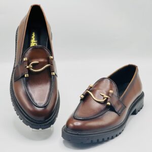 brown handmade leather loafer